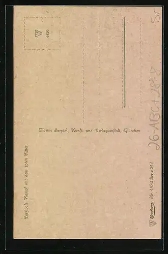 Künstler-AK sign. A. Spiess: Parsivals Kampf mit dem roten Ritter