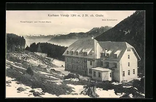AK Grabs, Kurhaus Voralp mit Vorarlberger- und Tiroler-Alpen