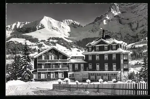 AK Adelboden, Hotel Schönegg, Bunderspitz und Kl. Lohner