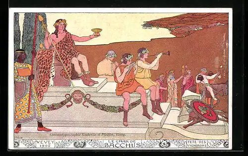 Künstler-AK Vevey, Fete des Vignerons 1905, Le Char de Bacchus