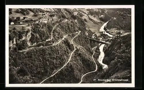 AK Amsteg, Panorama mit Bristenstrasse