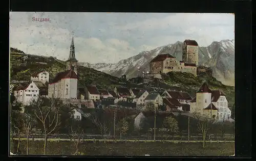 AK Sargans, Teilansicht mit Kirche