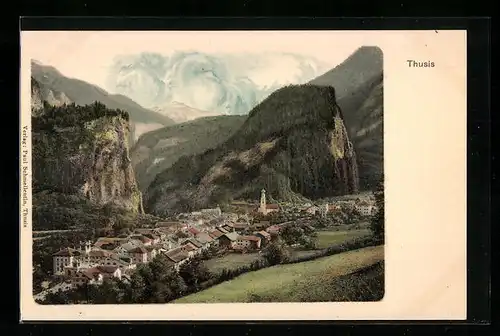 AK Thusis, Teilansicht mit Kirche