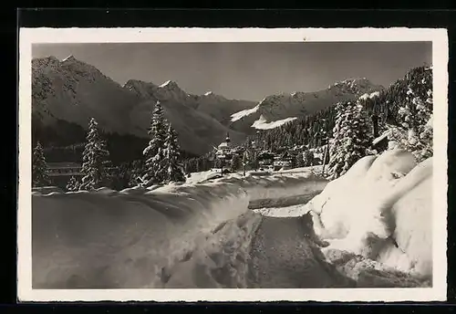 AK Arosa, Teilansicht im Winterpanorama