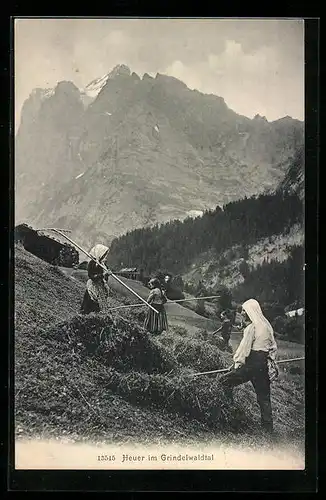 AK Grindelwald, Bergbauern bei der Heuernte