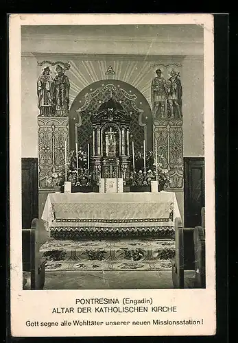 AK Pontresina, Altar der Katholischen Kirche