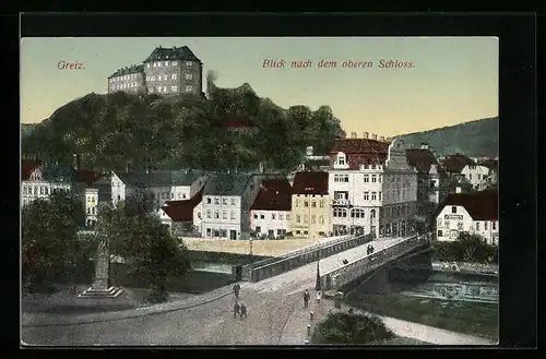 AK Greiz, Blick nach dem oberen Schloss