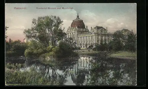AK Hannover, Provinzial-Museum und Maschpark