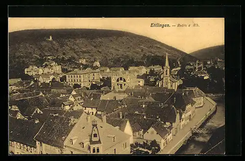 AK Ettlingen, Ortsansicht rechts der Alb