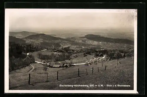 AK Sasbachwalden im Schwarzwald, Gasthaus und Pension Bischenberg-Hörchenberg, Blick in die Rheinebene