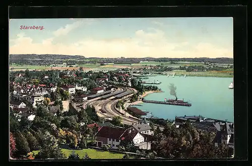 AK Starnberg, Totalansicht aus der Vogelschau