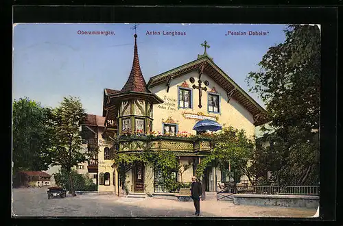 AK Oberammergau, Anton Langhaus, Pension Daheim