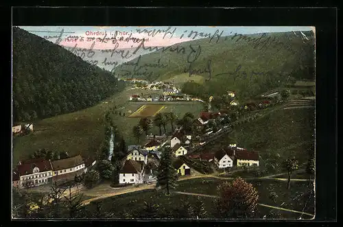 AK Ohrdruf i. Thür., Partie an der Strasse Ohrdruf-Oberhof