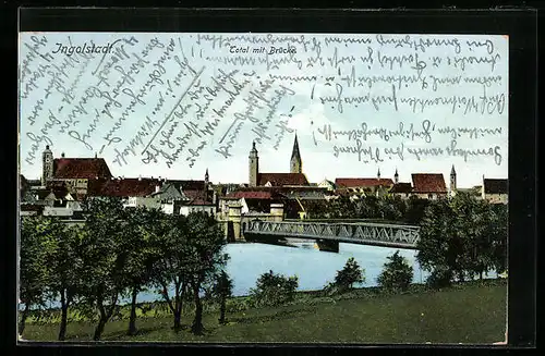 AK Ingolstadt, Totalansicht mit Brücke