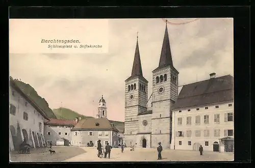 AK Berchtesgaden, Schlossplatz und Stiftskirche