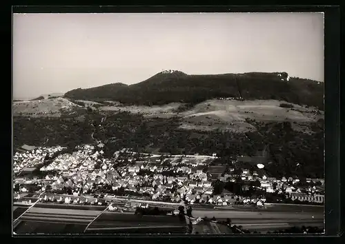 AK Owen Kreis Esslingen, Totalansicht vom Flugzeug aus