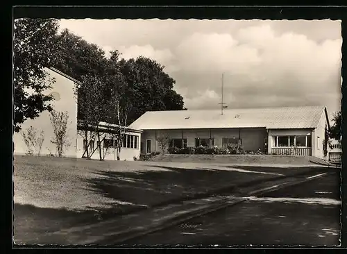 AK Nellingen üb. Esslingen a. N., Jugend- und Sportleiterschule Ruit, Speisehaus mit Schwimmbad