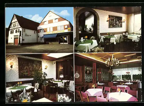 AK Dettingen /Erms, Conditorei-Cafè Horst Peschke in vier Ansichten