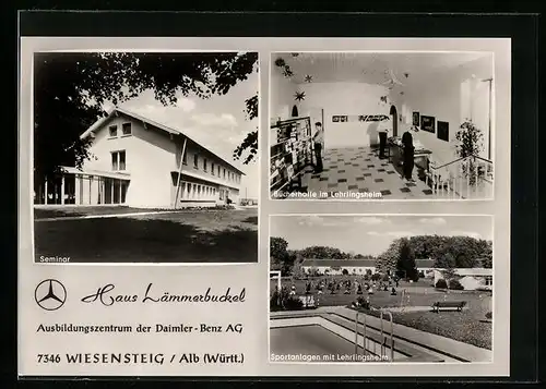 AK Wiesensteig /Alb (Württ.), Haus Lämmerbuckel, Seminar, Bücherhalle im Lehrlingsheim, Sportanlagen mit Lehrlingsheim