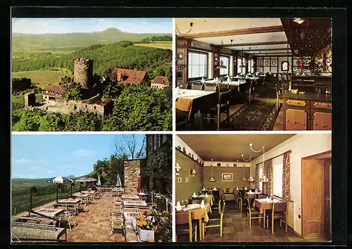 AK Salach, Burg Staufeneck und drei Ansichten vom Burgrestaurant
