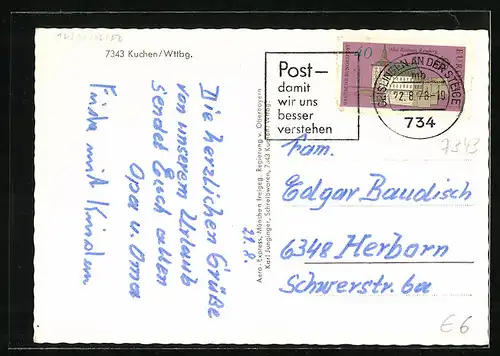 AK Kuchen /Württ., Panorama vom Flugzeug aus