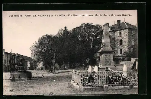 AK Le Vernet-la-Varenne, Monument aux Morts de la Grande Guerre