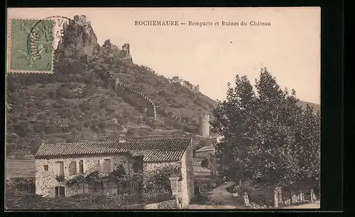 AK Rochemaure, Remparts et Ruines du Chateau