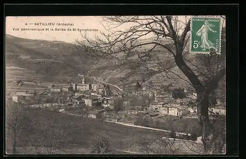 AK Satillieu, Vue panoramique et la Vallèe de St-Symphorien