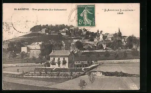 AK Saint-Agrève, Vue gènèrale (La Cabanette)