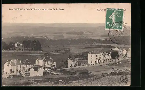 AK Saint-Agrève, Les Villas du Quartier de la Gare