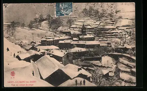 AK Saint-Laurent-les-Bains, Vue en temps de neige