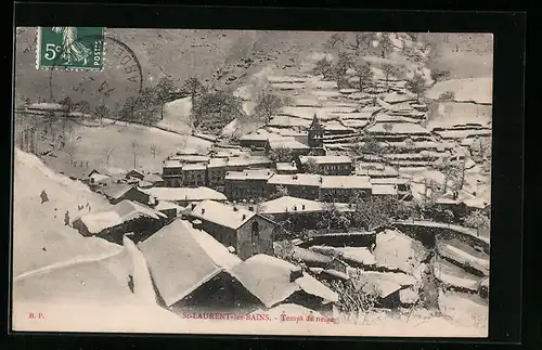 AK Saint-Laurent-les-Bains, Temps de neige
