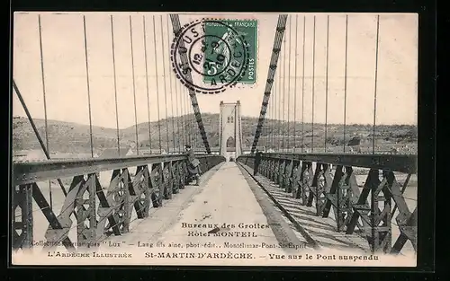 AK St-Martin-D`Ardeche, Vue sur le Pont suspendu