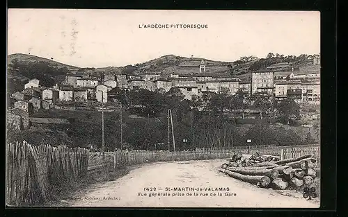 AK Saint-Martin-de-Valamas, Vu gènèrale prise de la rue de la Gare