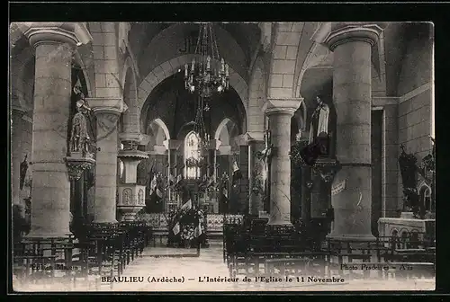 AK Beaulieu, L`Intèrieur de l`Eglise le 11 Novembre