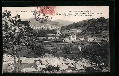 AK Saint-Martin-de-Valamas, Vue gènèrale, Quartier de la Gare