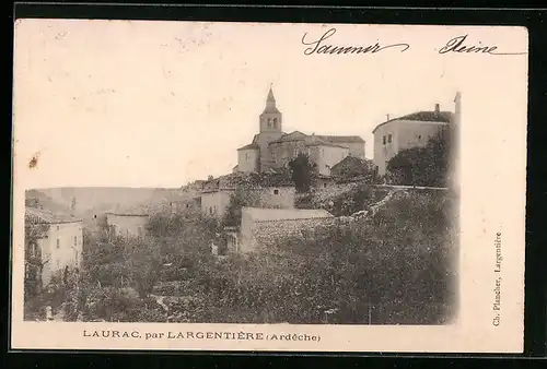 AK Largentière-Laurac, Ortsansicht mit Kirche