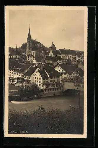 AK Baden, Ortsansicht aus der Vogelschau