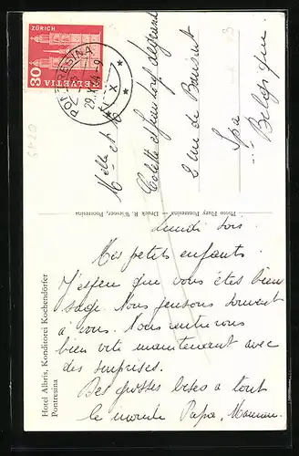 AK Pontresina, Hotel Albris, Konditorei Kochendörfer