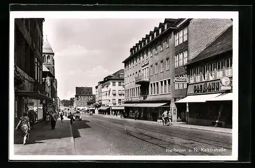 AK Heilbronn /Neckar, Kaiserstrasse mit Geschäften