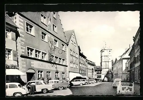 AK Wangen im Allgäu, Herrenstrasse mit Hotel Mohren Post