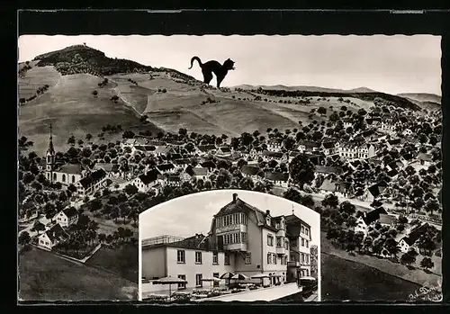 AK Waldkatzenbach im Odenwald, Ortsansicht mit Gasthof und Erholungsheim Katzenbuckel