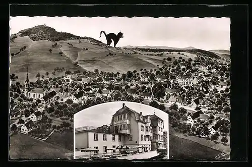 AK Waldkatzenbach im Odenwald, Ortsansicht mit Gasthof und Erholungsheim Katzenbuckel