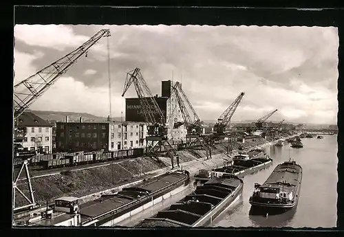 AK Heilbronn am Neckar, Kanalhafen mit Mannheimer Lagerhaus