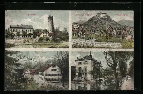 AK Weinsberg, Burg Weibertreu, Trappensee, Wartberg, Jägerhaus