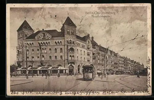 AK Berlin-Charlottenburg, Tauentzienstrasse mit Strassenbahn