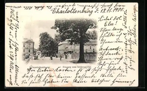 AK Berlin-Charlottenburg, Eingang zum Schlossgarten