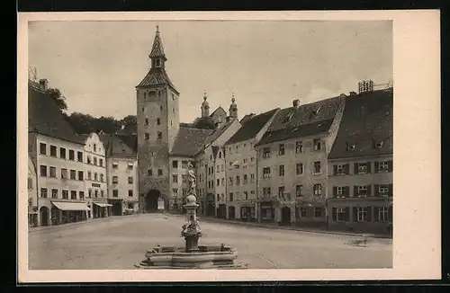 AK Landsberg a. Lech, Hauptplatz mit Schmalzturm