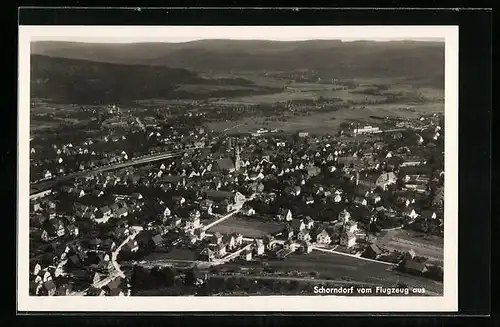 AK Schorndorf /Württ., Totalansicht vom Flugzeug aus