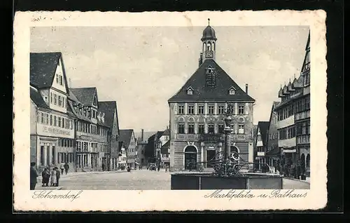AK Schorndorf /Württ., Marktplatz und Rathaus